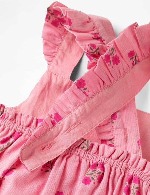 Frilly Bubble Romper - Flamingo Pink Woodblock Frilly Bubble Romper - Flamingo Pink Woodblock