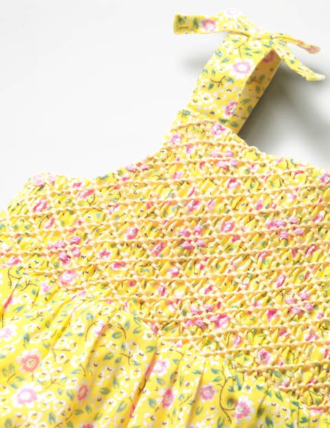 Gesmoktes Webkleid Mit Blumenmuster - Sonnengelb, Primeln Gesmoktes Webkleid Mit Blumenmuster - Sonnengelb, Primeln