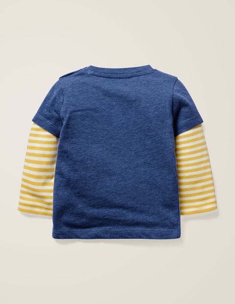 Originelles T-Shirt Mit Fahrzeugmotiv - Tiefblau Meliert, Kipplaster Originelles T-Shirt Mit Fahrzeugmotiv - Tiefblau Meliert, Kipplaster
