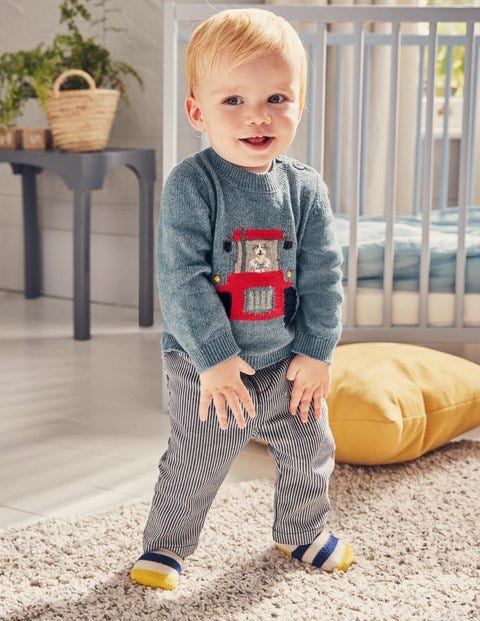 Colourful Chino Trousers - Indigo Blue Ticking Colourful Chino Trousers - Indigo Blue Ticking