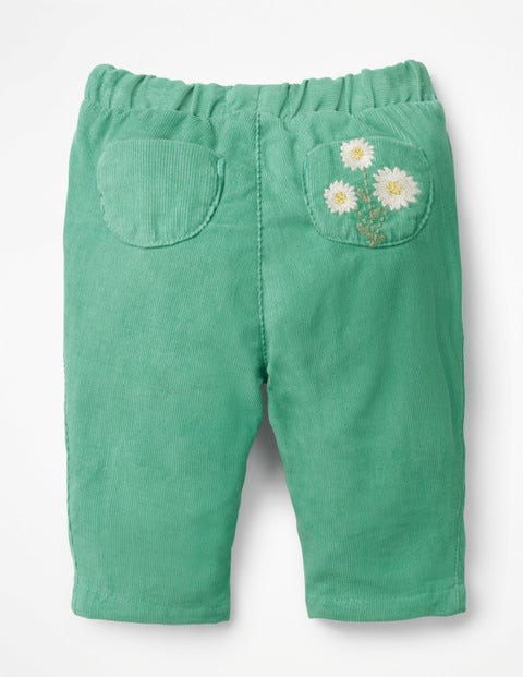 Pretty Pocket Cord Pants - Jungle Green Daisy Pretty Pocket Cord Pants - Jungle Green Daisy