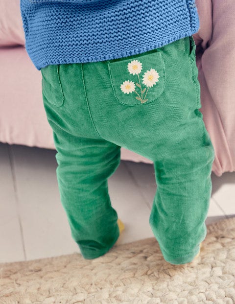 Pretty Pocket Cord Pants - Jungle Green Daisy Pretty Pocket Cord Pants - Jungle Green Daisy