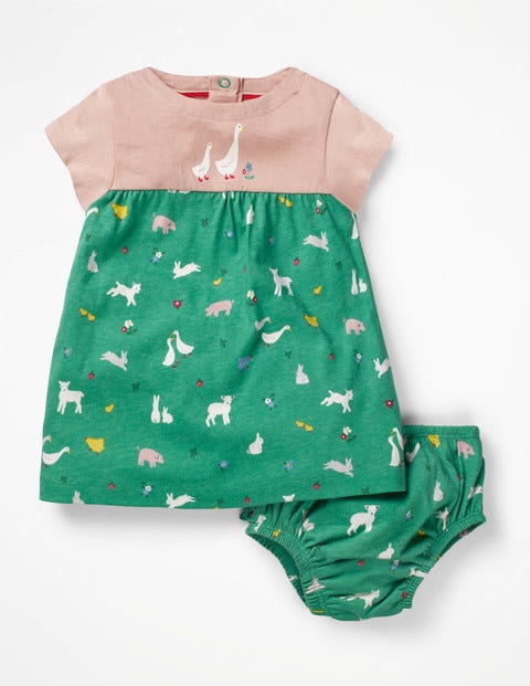 Animal Jersey Dress - Jungle Green Farm Animal Jersey Dress - Jungle Green Farm