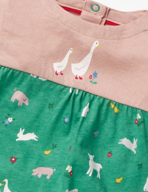 Animal Jersey Dress - Jungle Green Farm Animal Jersey Dress - Jungle Green Farm