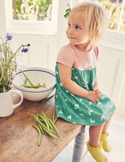 Animal Jersey Dress - Jungle Green Farm Animal Jersey Dress - Jungle Green Farm