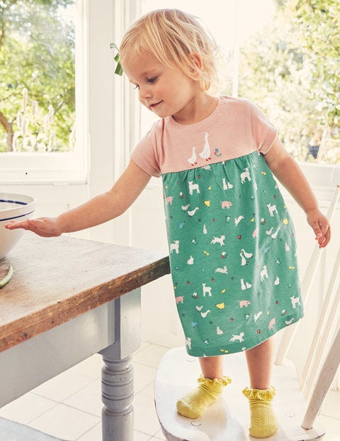 Animal Jersey Dress - Jungle Green Farm Animal Jersey Dress - Jungle Green Farm