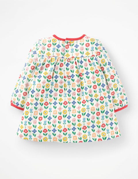 Smocked Jersey Dress - Multi Baby Flower Patch Smocked Jersey Dress - Multi Baby Flower Patch