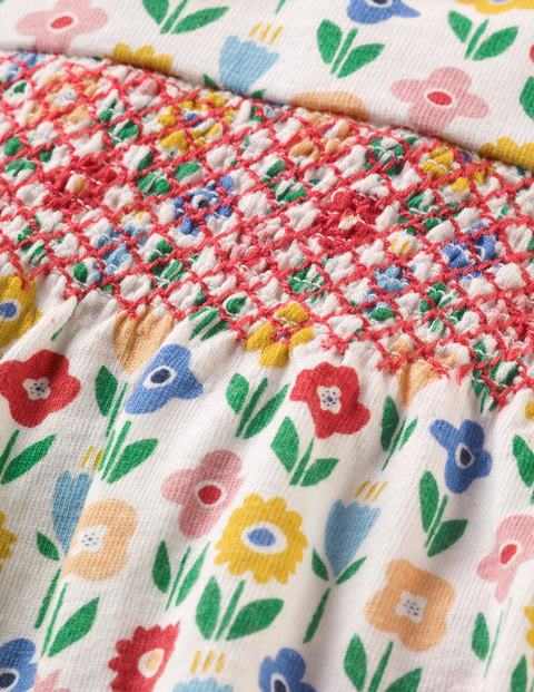 Smocked Jersey Dress - Multi Baby Flower Patch Smocked Jersey Dress - Multi Baby Flower Patch