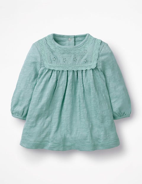 Jersey-Kleid Mit Stickerei - Meeresblau, Szene Jersey-Kleid Mit Stickerei - Meeresblau, Szene
