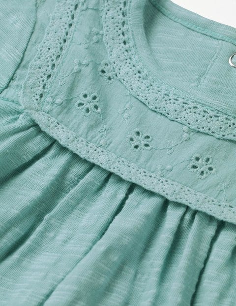 Jersey-Kleid Mit Stickerei - Meeresblau, Szene Jersey-Kleid Mit Stickerei - Meeresblau, Szene