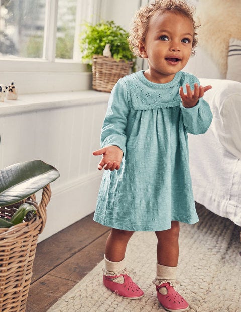 Broderie Jersey Dress - Ocean Blue Scene Broderie Jersey Dress - Ocean Blue Scene