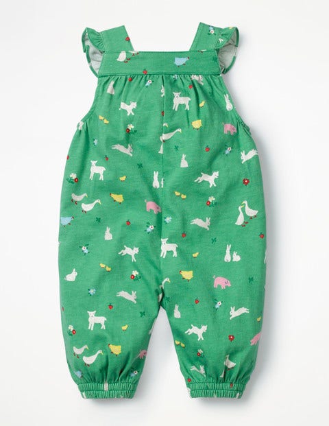 Smocked Jersey Dungarees - Jungle Green Farm Smocked Jersey Dungarees - Jungle Green Farm