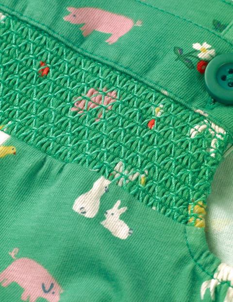 Smocked Jersey Dungarees - Jungle Green Farm Smocked Jersey Dungarees - Jungle Green Farm