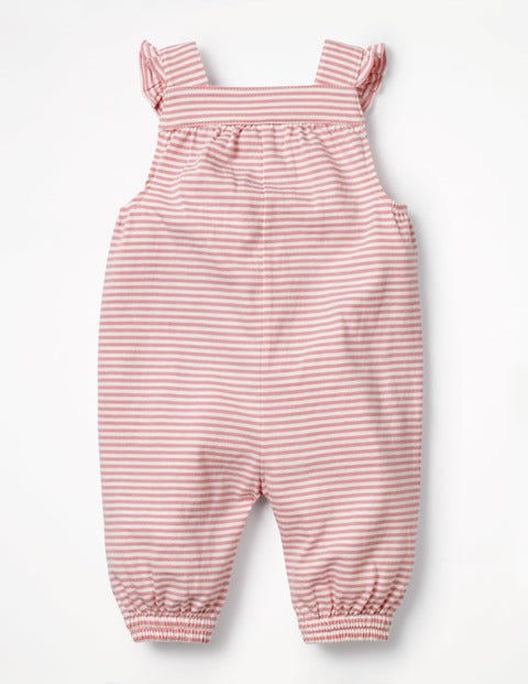 Smocked Jersey Overalls - Ivory/Almond Blossom Pink Smocked Jersey Overalls - Ivory/Almond Blossom Pink