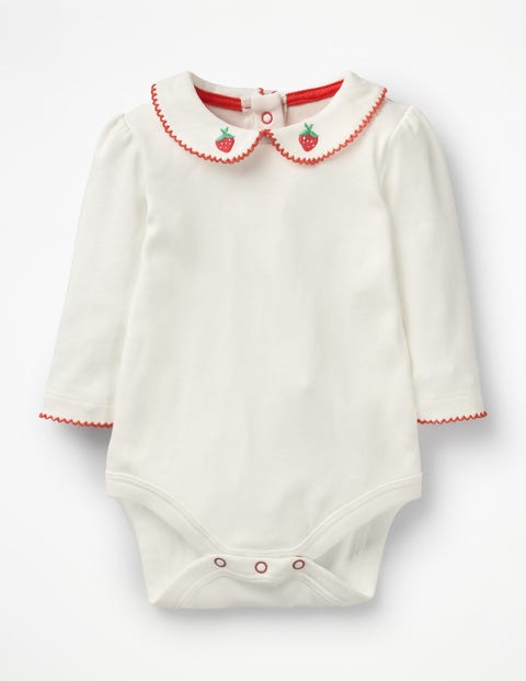 Supersoft Collared Bodysuit - Ivory Jam Red Strawberry Supersoft Collared Bodysuit - Ivory Jam Red Strawberry