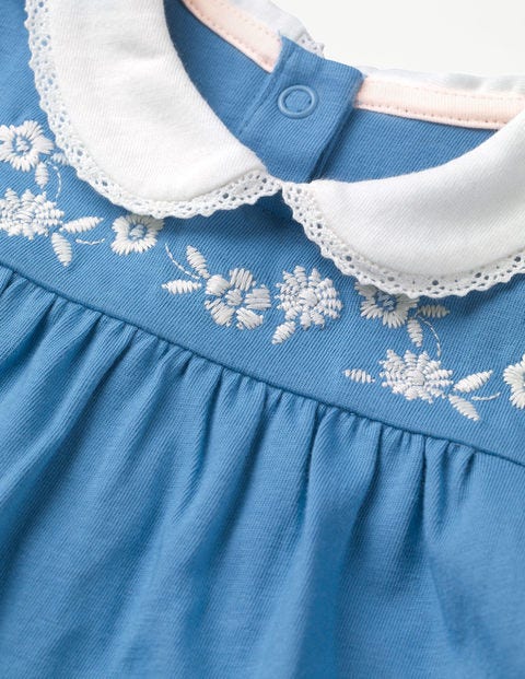Embroidered Smock Top - Elizabethan Blue Embroidered Smock Top - Elizabethan Blue