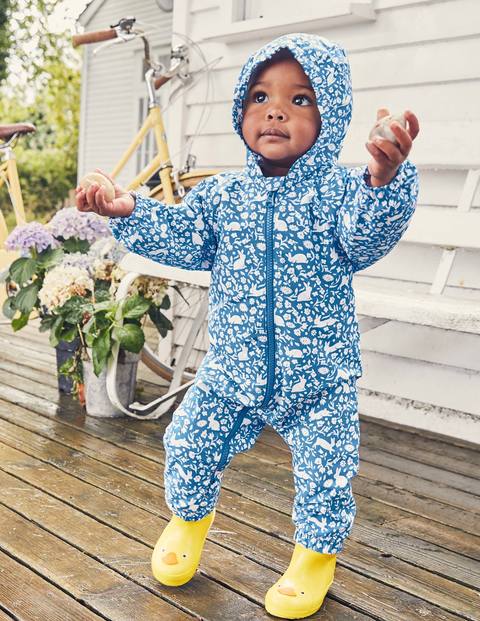 Bunnies Waterproof Puddlesuit - Elizabethan Blue Wild Bunnies Bunnies Waterproof Puddlesuit - Elizabethan Blue Wild Bunnies