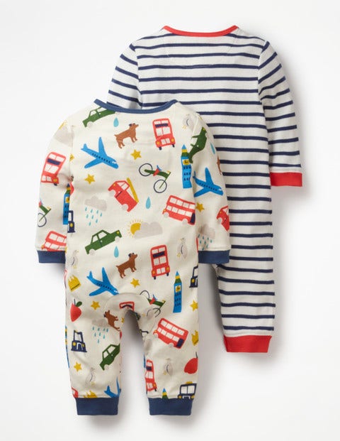 Fun Twin Pack Rompers - Ivory London Bustle Fun Twin Pack Rompers - Ivory London Bustle