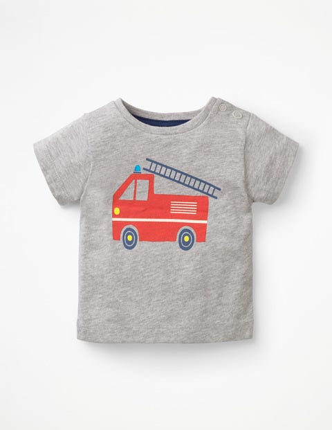 T-Shirt Imprimé Amusant - Camion de pompiers gris chiné T-Shirt Imprimé Amusant - Camion de pompiers gris chiné