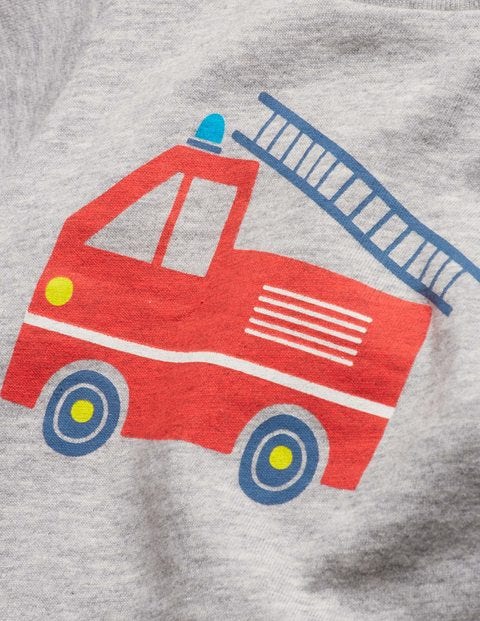 T-Shirt Imprimé Amusant - Camion de pompiers gris chiné T-Shirt Imprimé Amusant - Camion de pompiers gris chiné