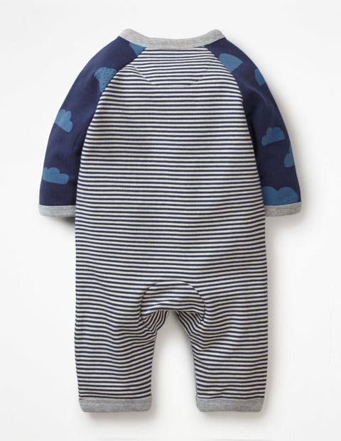 Fun All-In-One Romper - Ecru/College Blue Clouds Fun All-In-One Romper - Ecru/College Blue Clouds