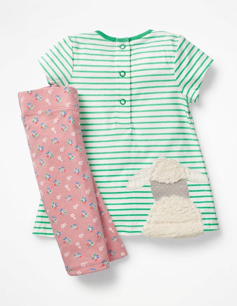 Farmyard Dress Set - Ecru/Jungle Green Lamb Farmyard Dress Set - Ecru/Jungle Green Lamb