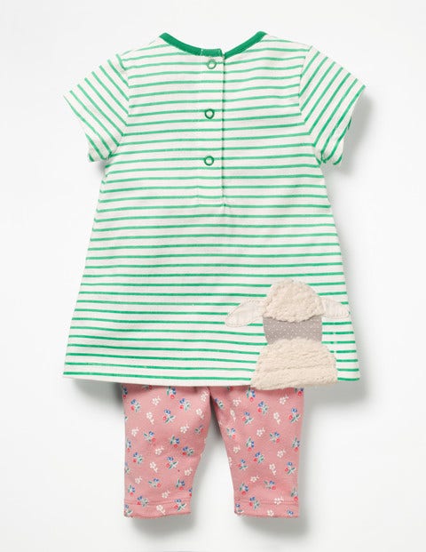 Farmyard Dress Set - Ecru/Jungle Green Lamb Farmyard Dress Set - Ecru/Jungle Green Lamb