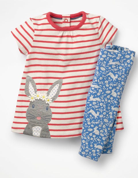Farmyard Dress Set - Ecru/Jam Red Bunny Farmyard Dress Set - Ecru/Jam Red Bunny