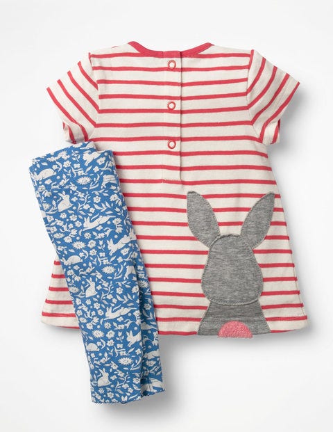 Farmyard Dress Set - Ecru/Jam Red Bunny Farmyard Dress Set - Ecru/Jam Red Bunny