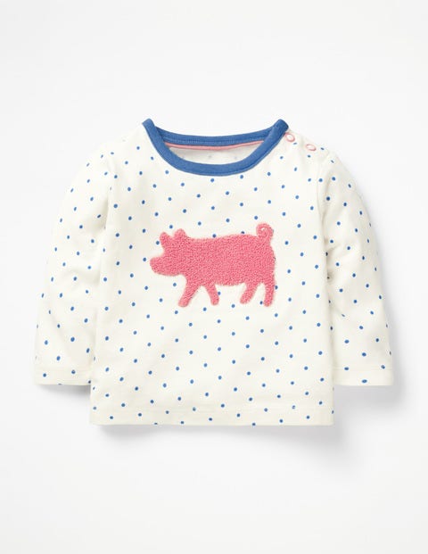 Farmyard Bouclé T-Shirt - Lake Blue Pin Spot Pig Farmyard Bouclé T-Shirt - Lake Blue Pin Spot Pig