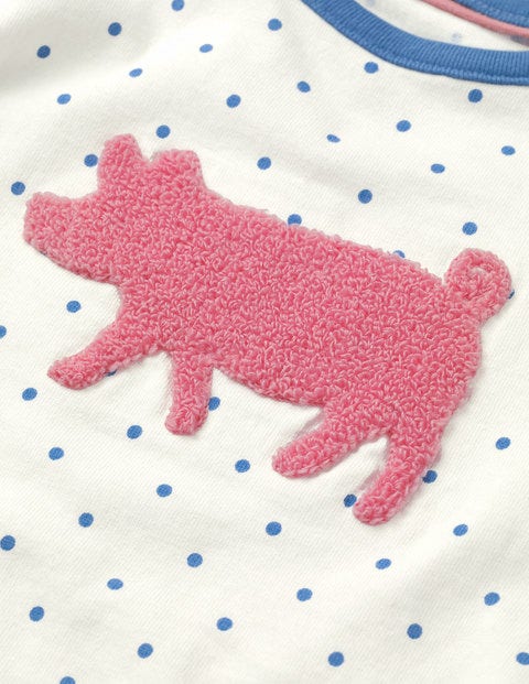 Farmyard Bouclé T-Shirt - Lake Blue Pin Spot Pig Farmyard Bouclé T-Shirt - Lake Blue Pin Spot Pig