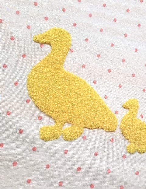 Farmyard Bouclé T-Shirt - Almond Blossom Pin Spot Duck Farmyard Bouclé T-Shirt - Almond Blossom Pin Spot Duck
