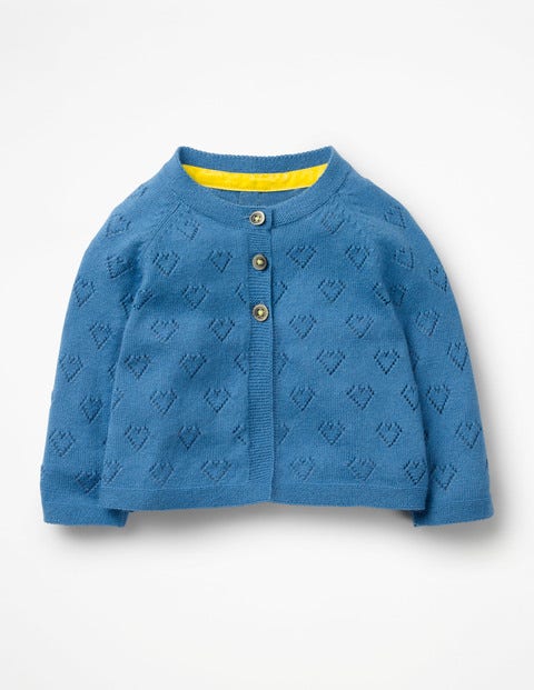 Lightweight Pointelle Cardigan - Elizabethan Blue Lightweight Pointelle Cardigan - Elizabethan Blue