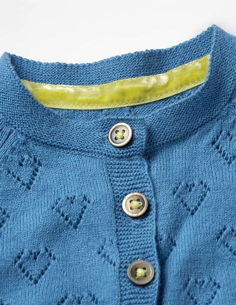 Lightweight Pointelle Cardigan - Elizabethan Blue Lightweight Pointelle Cardigan - Elizabethan Blue