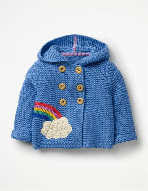 Strickjacke Mit Regenbogen - Elisabethanisches Blau, Regenbogen Strickjacke Mit Regenbogen - Elisabethanisches Blau, Regenbogen
