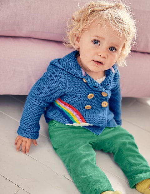 Strickjacke Mit Regenbogen - Elisabethanisches Blau, Regenbogen Strickjacke Mit Regenbogen - Elisabethanisches Blau, Regenbogen