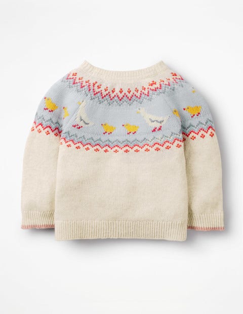 Fun Cardigan - Ecru Fair Isle Ducks Fun Cardigan - Ecru Fair Isle Ducks