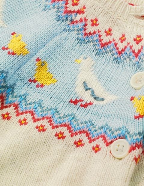 Fun Cardigan - Ecru Fair Isle Ducks Fun Cardigan - Ecru Fair Isle Ducks