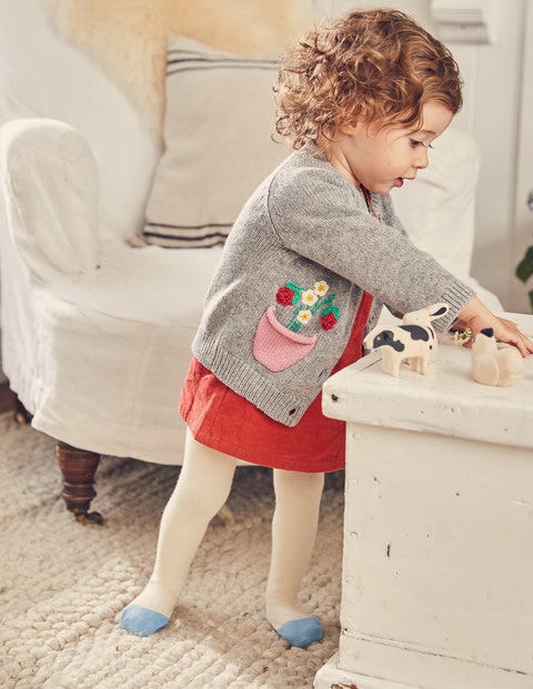Fun Cardigan - Silver Marl Plants Fun Cardigan - Silver Marl Plants
