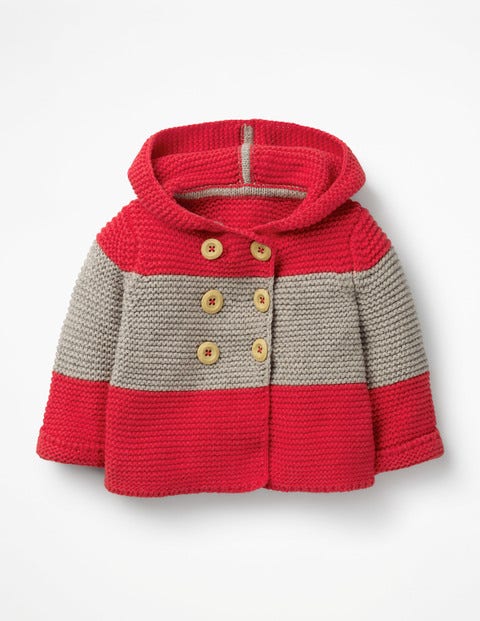 Kapuzenstrickjacke - Helles Rot/Grau Meliert Kapuzenstrickjacke - Helles Rot/Grau Meliert