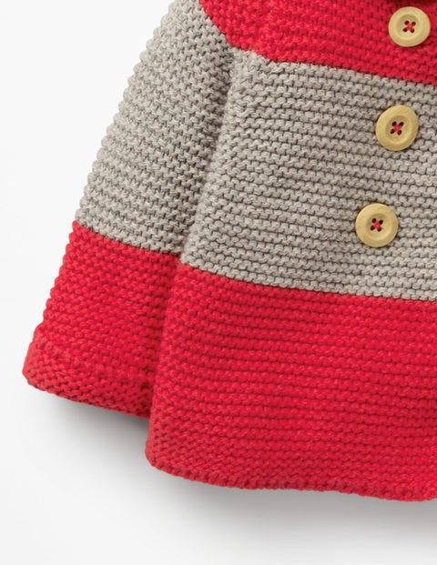 Kapuzenstrickjacke - Helles Rot/Grau Meliert Kapuzenstrickjacke - Helles Rot/Grau Meliert