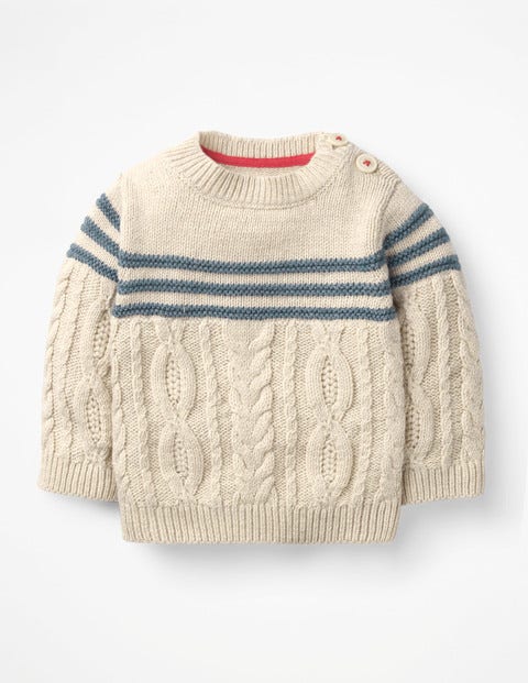Fröhlicher Strickpullover - Ecru Meliert Fröhlicher Strickpullover - Ecru Meliert