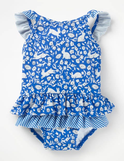Hübscher Badeanzug Mit Rüschen - Elisabethanisches Blau, Wildhasen Hübscher Badeanzug Mit Rüschen - Elisabethanisches Blau, Wildhasen