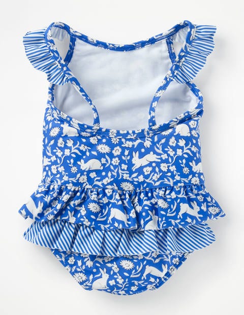 Hübscher Badeanzug Mit Rüschen - Elisabethanisches Blau, Wildhasen Hübscher Badeanzug Mit Rüschen - Elisabethanisches Blau, Wildhasen