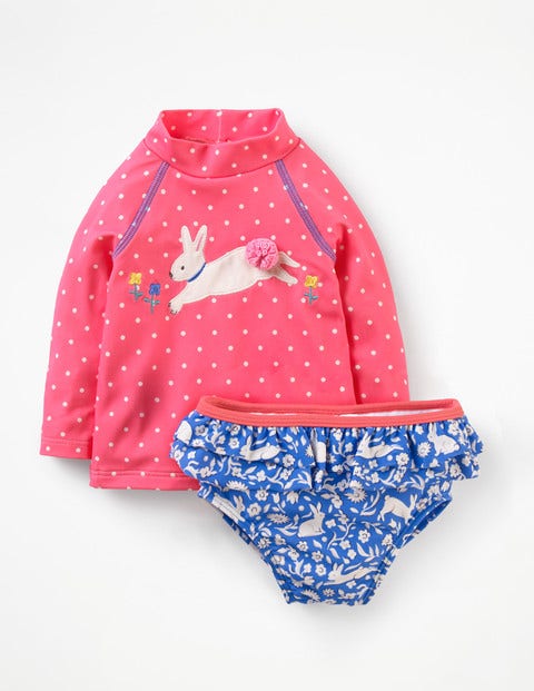 Two Piece Rash Guard Set - Brush Pink Spot Two Piece Rash Guard Set - Brush Pink Spot