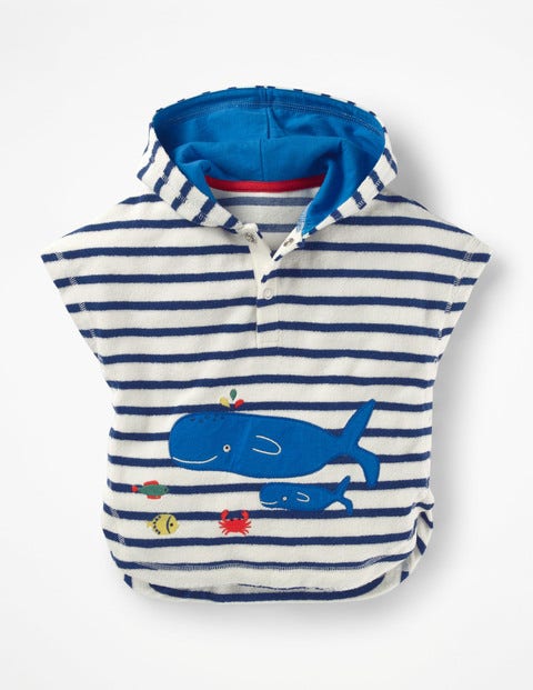 Towelling Throw-On - Starboard Blue/Ecru Whale Towelling Throw-On - Starboard Blue/Ecru Whale
