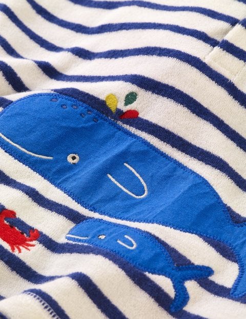Towelling Throw-On - Starboard Blue/Ecru Whale Towelling Throw-On - Starboard Blue/Ecru Whale