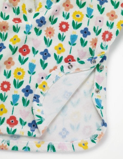 Towelling Throw-On - Multi Baby Flower Patch Towelling Throw-On - Multi Baby Flower Patch