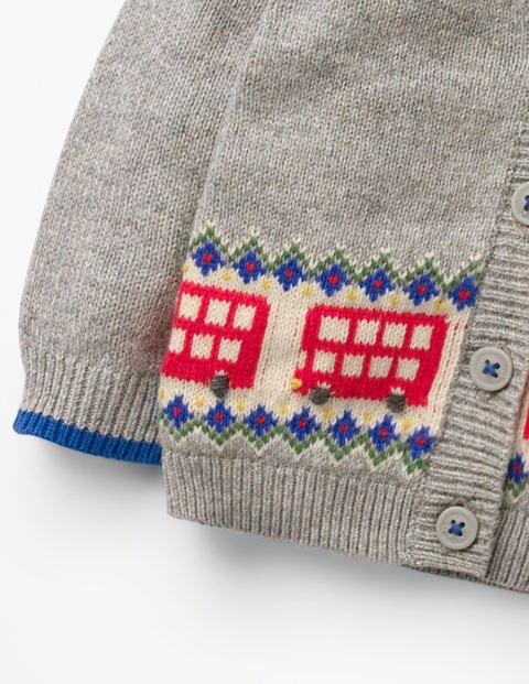 Fair Isle Cardigan - Grey Marl Buses Fair Isle Cardigan - Grey Marl Buses