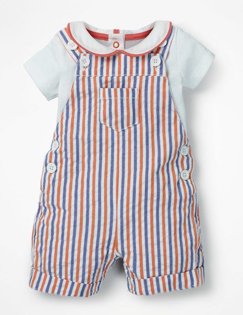 Dungaree And Body Set - Multi Ticking Dungaree And Body Set - Multi Ticking